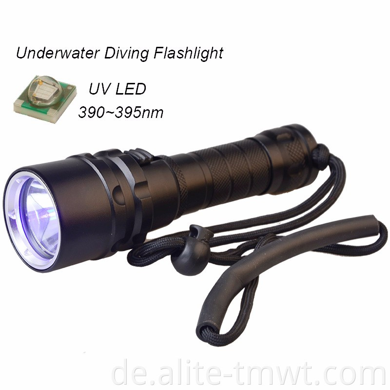 Schöne kleine UV -Scuba -Lichtunterwasser -LED -Taucher Taschenlampe Taschenlampe